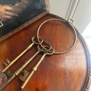 Vintage Brass Skeleton Keys on Ring